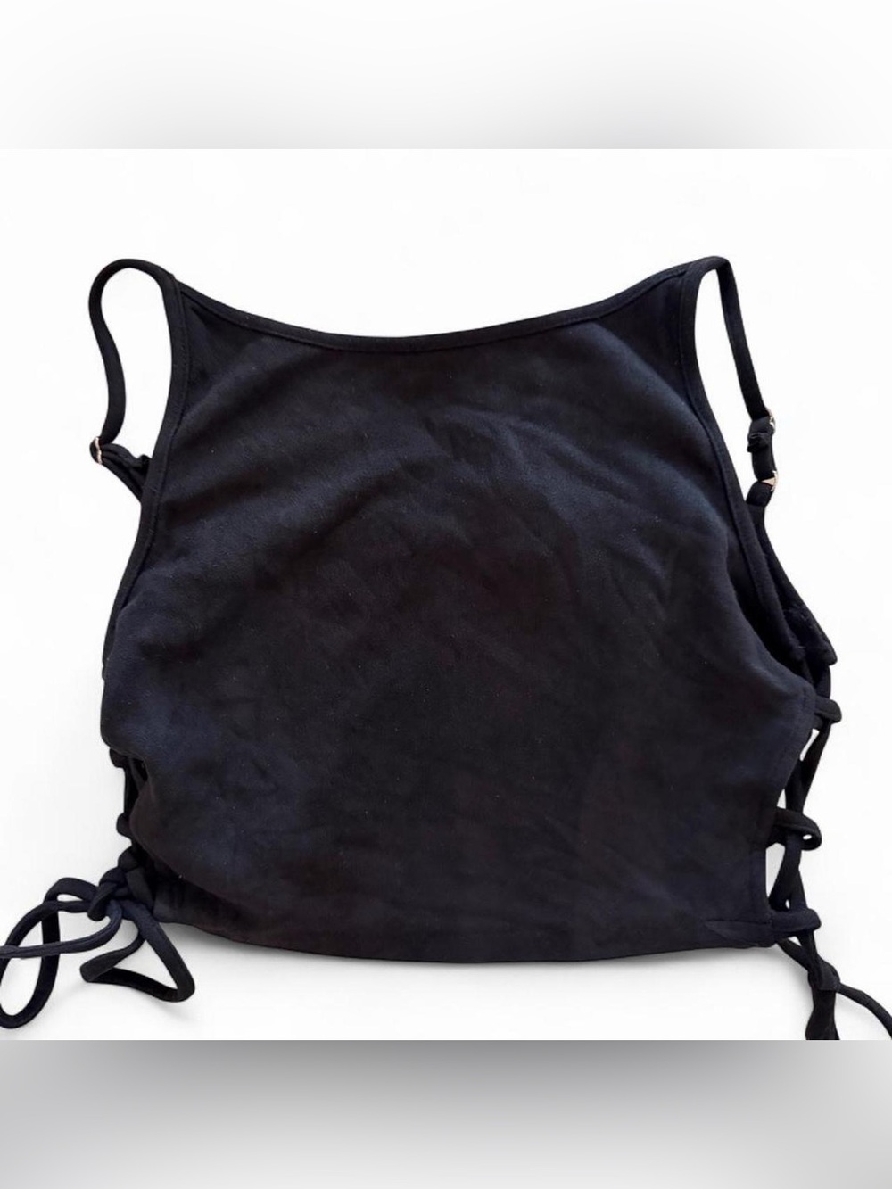 Jaase Black Side-Tie Cropped Tank
